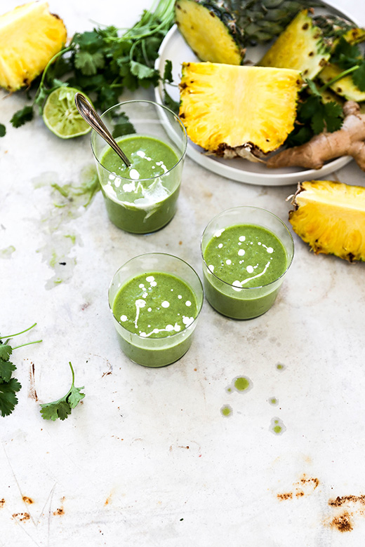 Tropical Cilantro Pineapple Smoothies | www.floatingkitchen.net