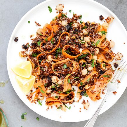 Quinoa and Shaved Carrot Salad with Chickpeas, Currants and Cashews | www.floatingkitchen.net