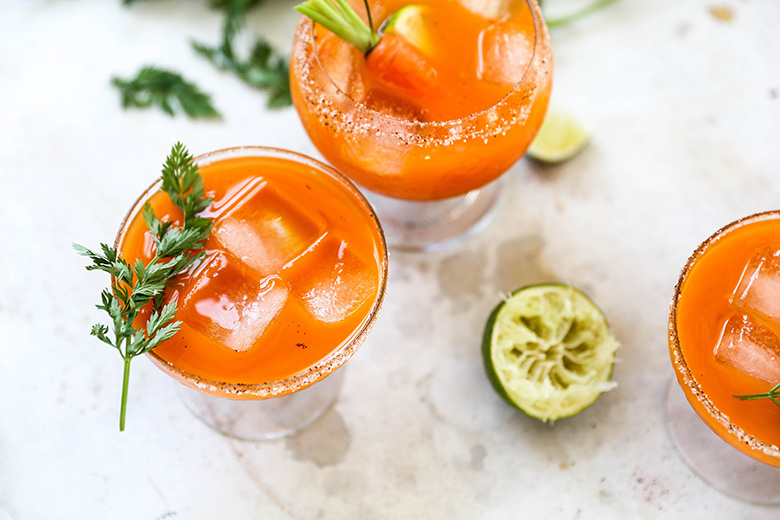 Smoky Carrot Mezcal Margaritas | www.floatingkitchen.net