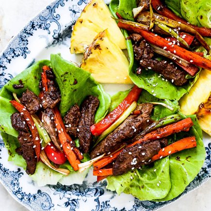 Spicy Pineapple Beef Lettuce Wraps | www.floatingkitchen.net