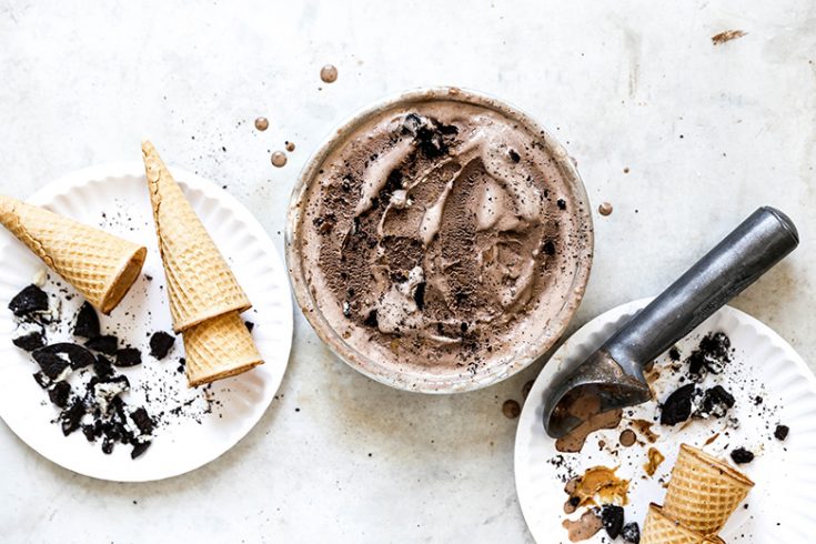 Chocolate Cookies and Cream Ice Cream with Peanut Butter