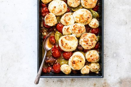 Savory Tomato Cobbler with Blue Cheese Biscuits | www.floatingkitchen.net