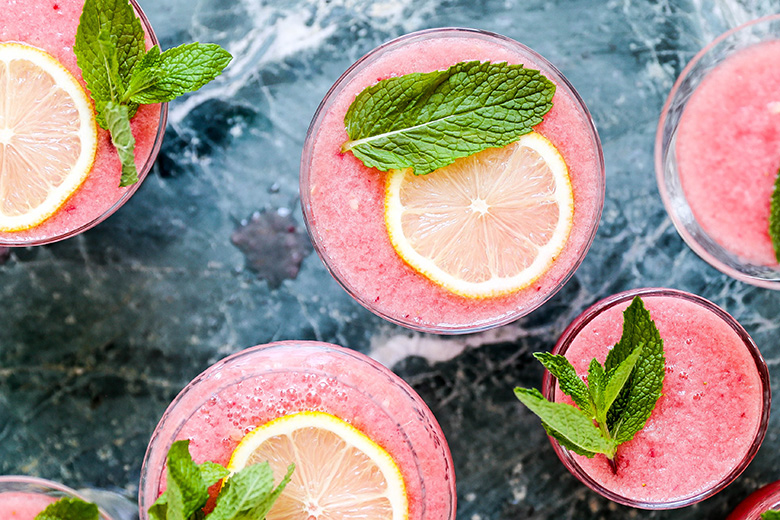 Watermelon Limoncello Prosecco Slushies | www.floatingkitchen.net