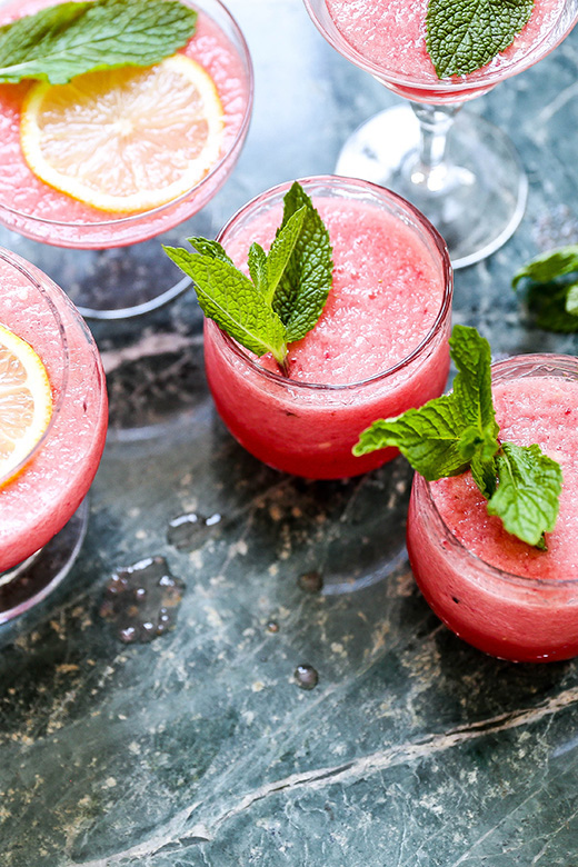 Watermelon Limoncello Prosecco Slushies | www.floatingkitchen.net