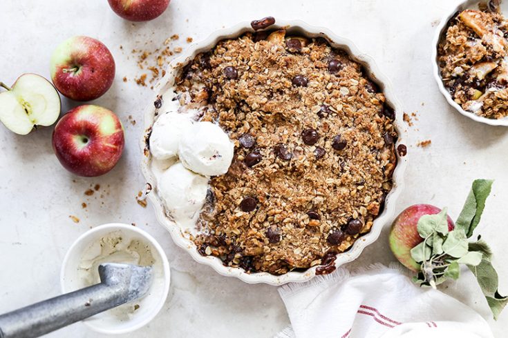 Apple Crisp with Ginger and Dark Chocolate