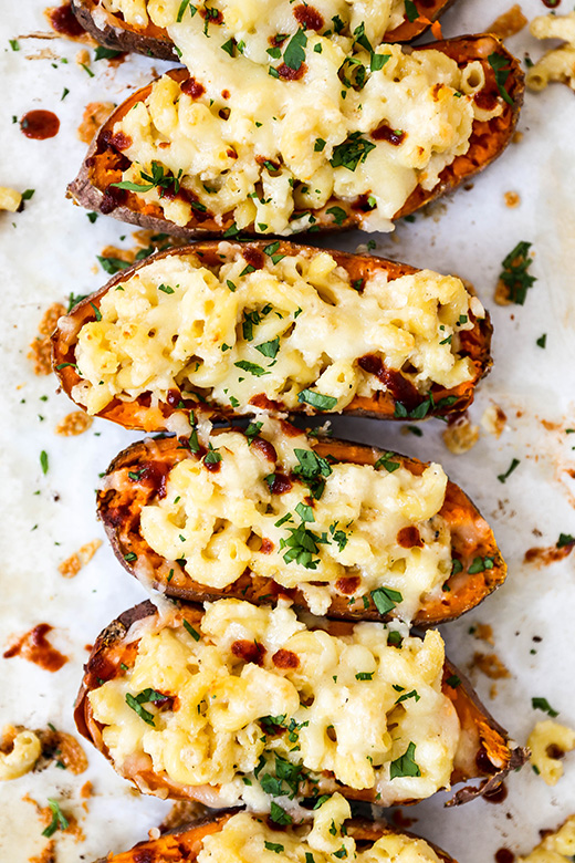 Mac and Cheese Stuffed Sweet Potato Skins | www.floatingkitchen.net