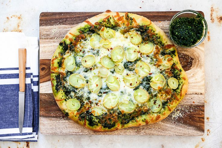 Potato Pizza with Kale Pesto