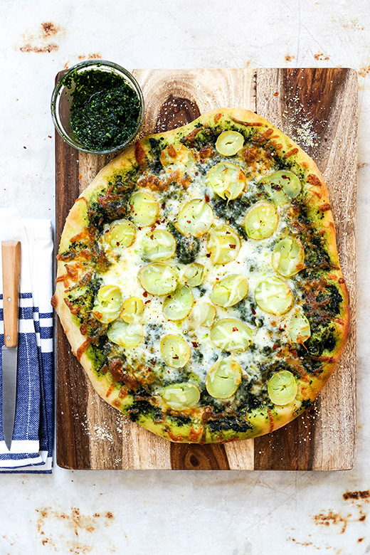 Potato Pizza with Kale Pesto | www.floatingkitchen.net