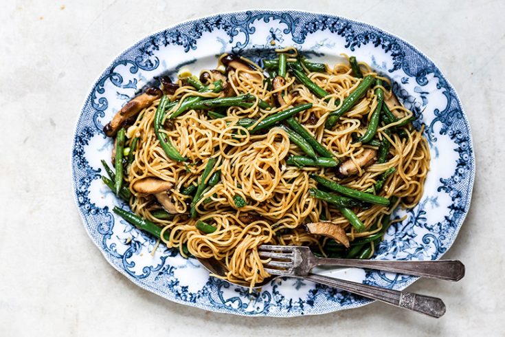 Green Bean and Mushroom Noodle Stir Fry