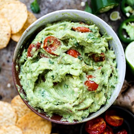 Ginger Guacamole with Slow Roasted Tomatoes | www.floatingkitchen.net