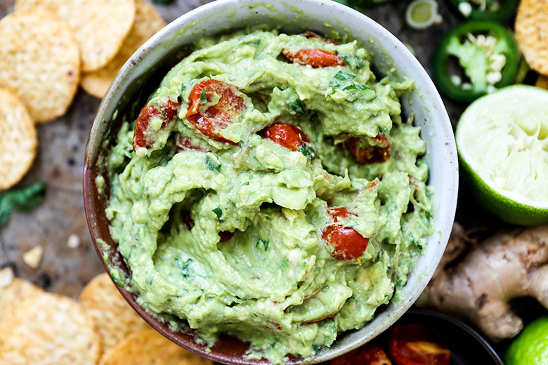 Ginger Guacamole with Slow Roasted Tomatoes | www.floatingkitchen.net