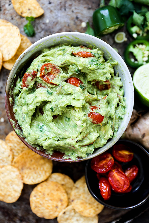 Ginger Guacamole with Slow Roasted Tomatoes | www.floatingkitchen.net