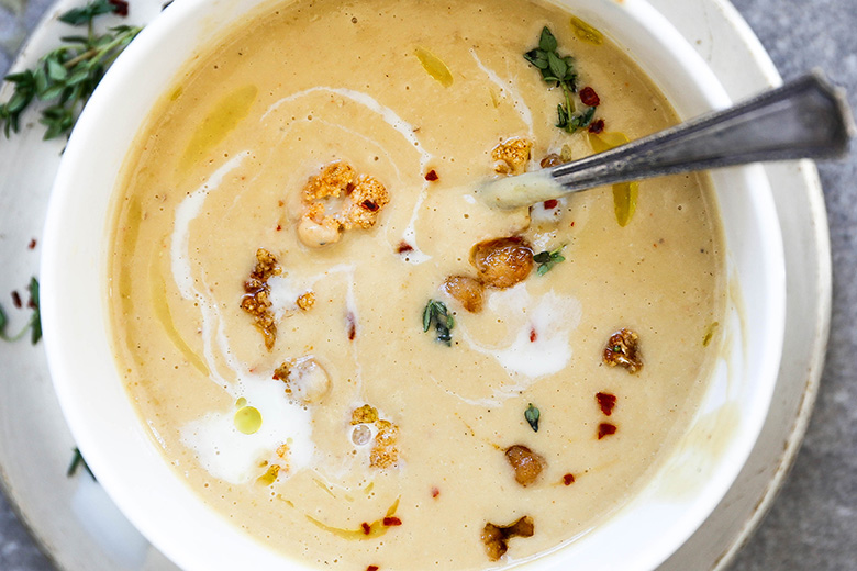 Roasted Cauliflower and Chickpea Soup | www.floatingkitchen.net