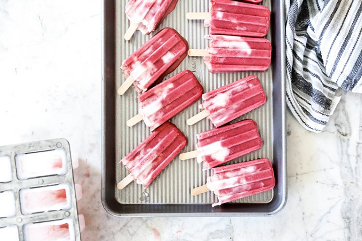 Strawberry-Rhubarb Yogurt Popsicles