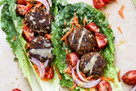 Black Bean and Brown Rice Veggie Burger Lettuce Wraps | www.floatingkitchen.net