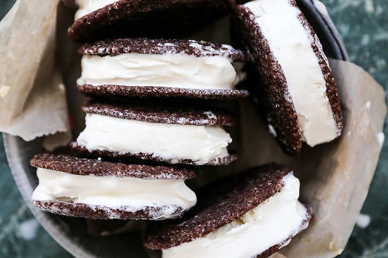 Soft Chocolate Sugar Cookie Ice Cream Sandwiches with Cardamom and Orange | www.floatingkitchen.net