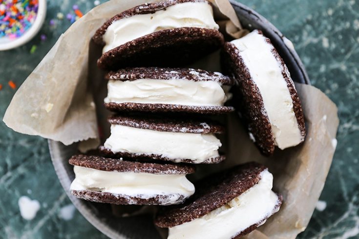 Soft Chocolate Sugar Cookie Ice Cream Sandwiches with Cardamom and Orange