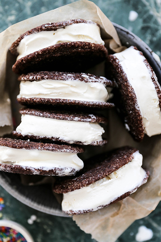 Soft Chocolate Sugar Cookie Ice Cream Sandwiches with Cardamom and Orange | www.floatingkitchen.net