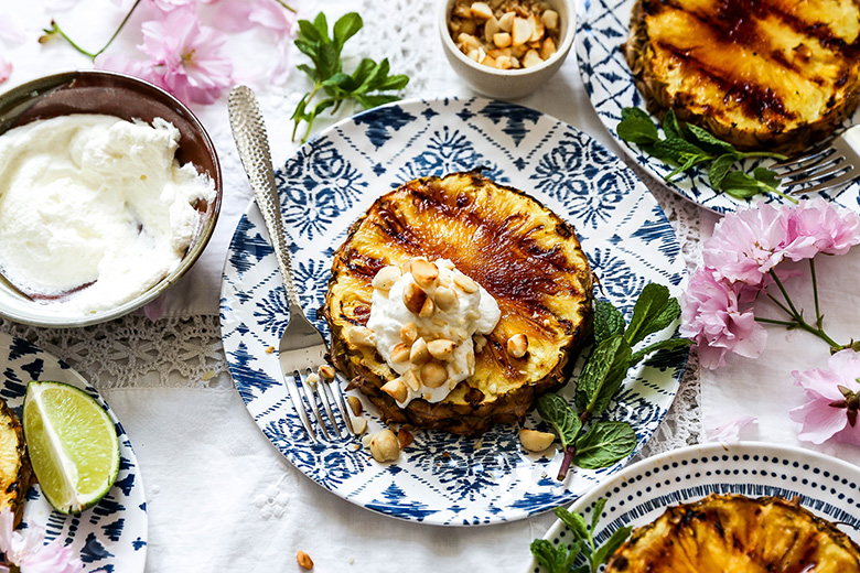 Grilled Pineapple with Coconut Whipped Cream | www.floatingkitchen.net