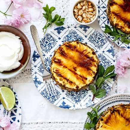 Grilled Pineapple with Coconut Whipped Cream | www.floatingkitchen.net