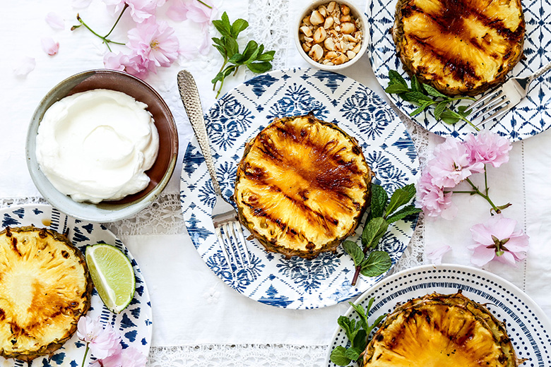 Grilled Pineapple with Coconut Whipped Cream | www.floatingkitchen.net