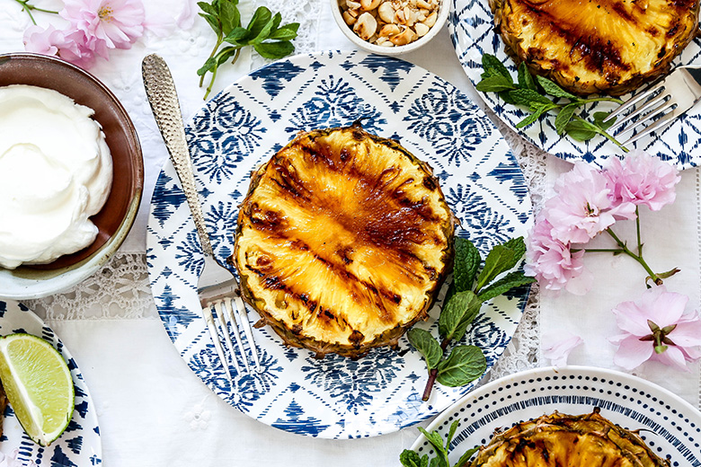 Grilled Pineapple with Coconut Whipped Cream | www.floatingkitchen.net