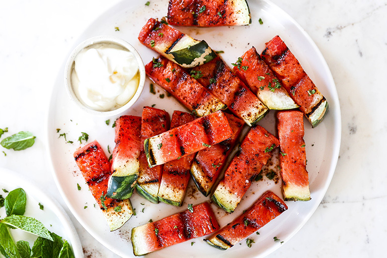 Spicy Grilled Watermelon with Honey-Yogurt | www.floatingkitchen.net