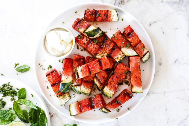 Spicy Grilled Watermelon with Honey-Yogurt