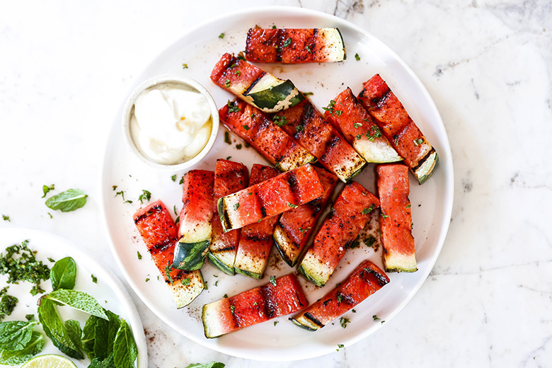 Spicy Grilled Watermelon with Honey-Yogurt | www.floatingkitchen.net