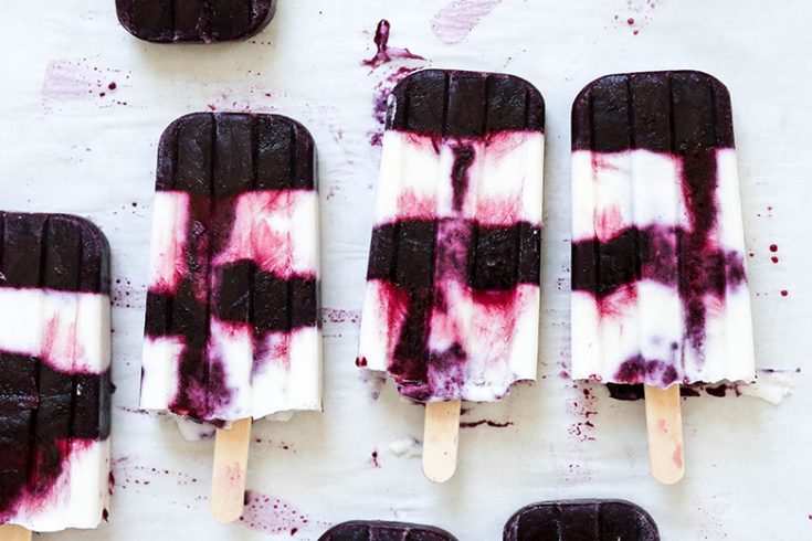 Blueberry Ginger Coconut Cheesecake Popsicles