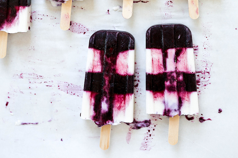 Blueberry Ginger Coconut Cheesecake Popsicles | www.floatingkitchen.net