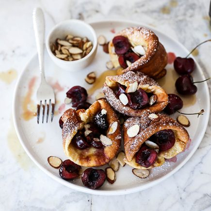 Mini Bourbon-Soaked Cherry and Almond Dutch Baby Pancakes | www.floatingkitchen.net