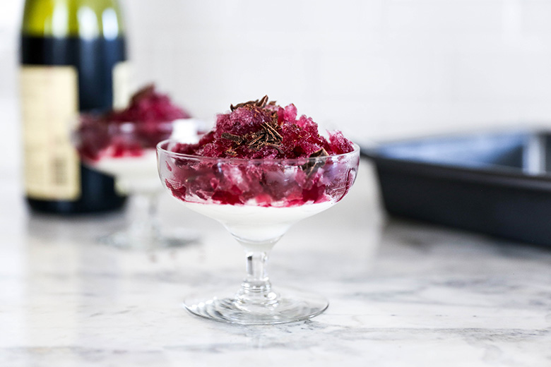 Download Red Wine Granita With Chocolate Flavored Whipped Cream Floating Kitchen