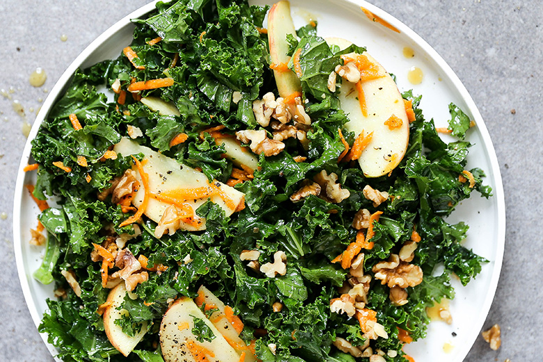 Everyday Kale and Apple Salad with Maple-Mustard Dressing | www.floatingkitchen.net