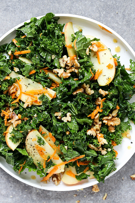 Everyday Kale and Apple Salad with Maple-Mustard Dressing | www.floatingkitchen.net