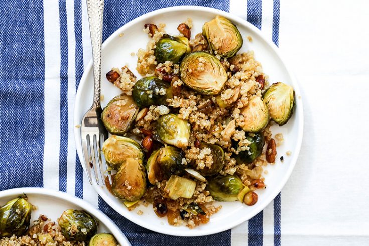 Roasted Brussels Sprouts and Leeks with Quinoa