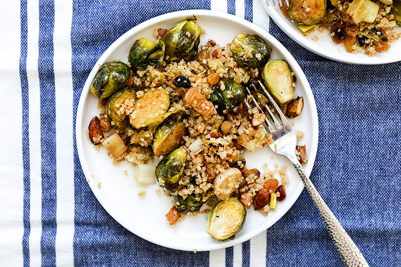 Roasted Brussels Sprouts and Leeks with Quinoa | www.floatingkitchen.net