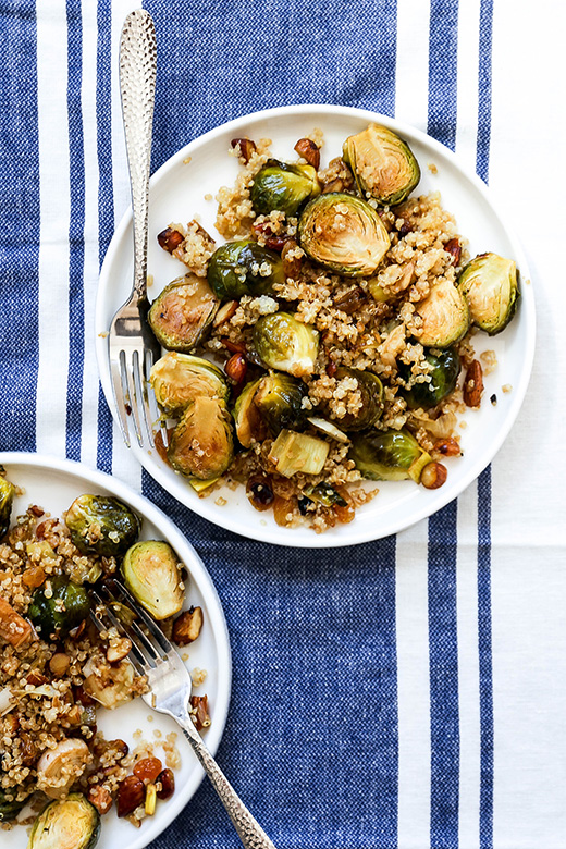 Roasted Brussels Sprouts and Leeks with Quinoa | www.floatingkitchen.net