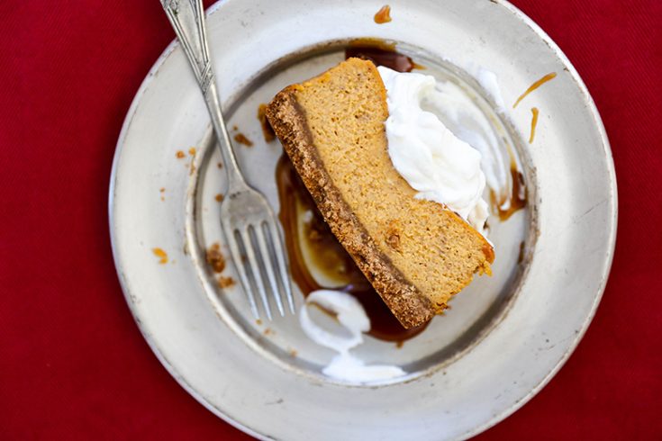 Small Batch Pumpkin Pie Cheesecake with Bourbon Whipped Cream