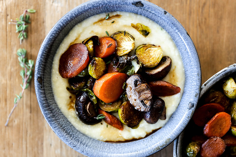 Coffee Glazed Roasted Vegetables with Mascarpone Polenta | www.floatingkitchen.net