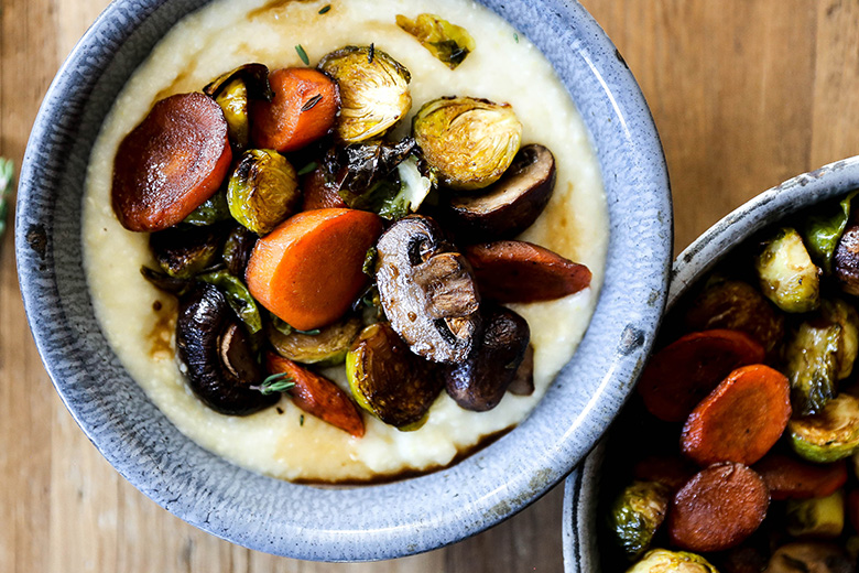 Coffee Glazed Roasted Vegetables with Mascarpone Polenta | www.floatingkitchen.net