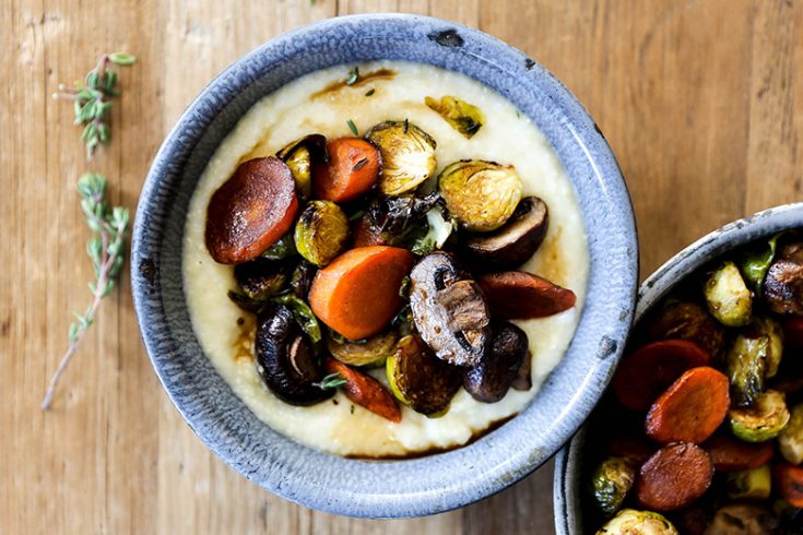 Coffee Glazed Roasted Vegetables with Mascarpone Polenta