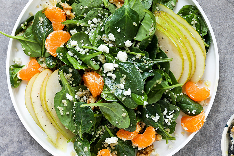 Spinach and Quinoa Salad with Pears and Oranges | www.floatingkitchen.net