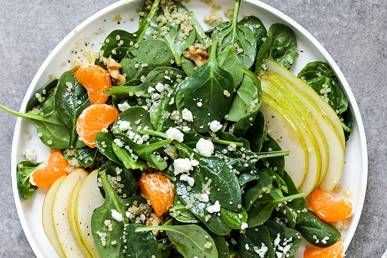 Spinach and Quinoa Salad with Pears and Oranges | www.floatingkitchen.net