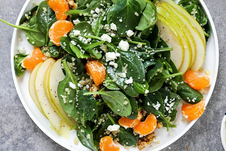 Spinach and Quinoa Salad with Pears and Oranges