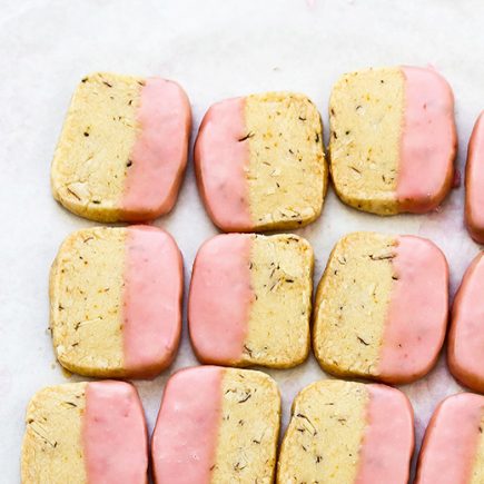 Blood Orange, Almond and Rosemary Slice and Bake Shortbread Cookies | www.floatingkitchen.net