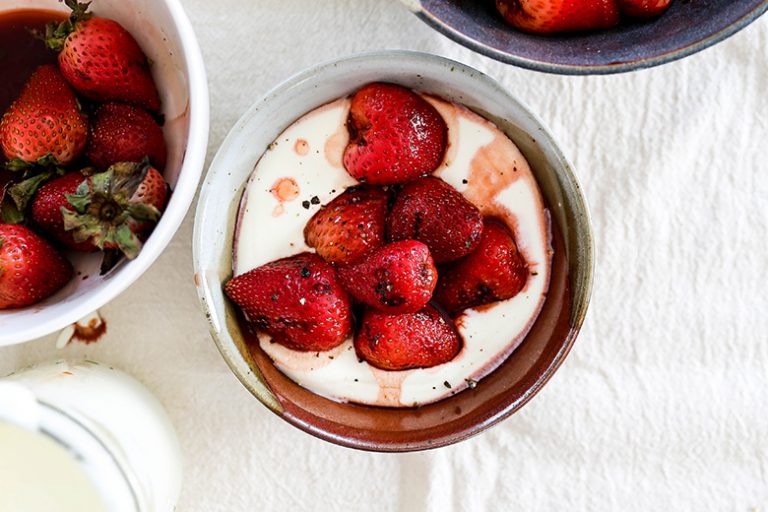 Grilled Strawberries and Cream Floating Kitchen