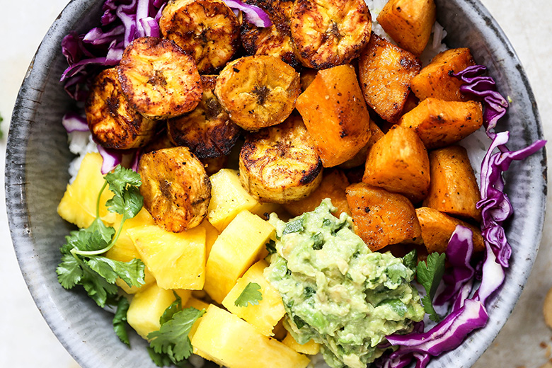 Roasted Plantain and Sweet Potato Rice Bowls | www.floatingkitchen.net