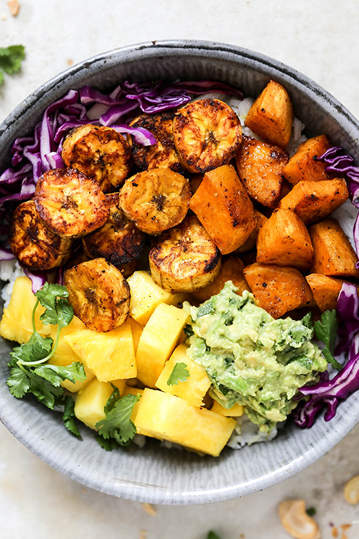 Roasted Plantain and Sweet Potato Rice Bowls | www.floatingkitchen.net