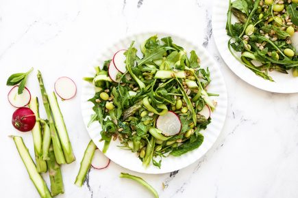 Shaved Asparagus and Arugula Salad with Farro and Edamame | www.floatingkitchen.net